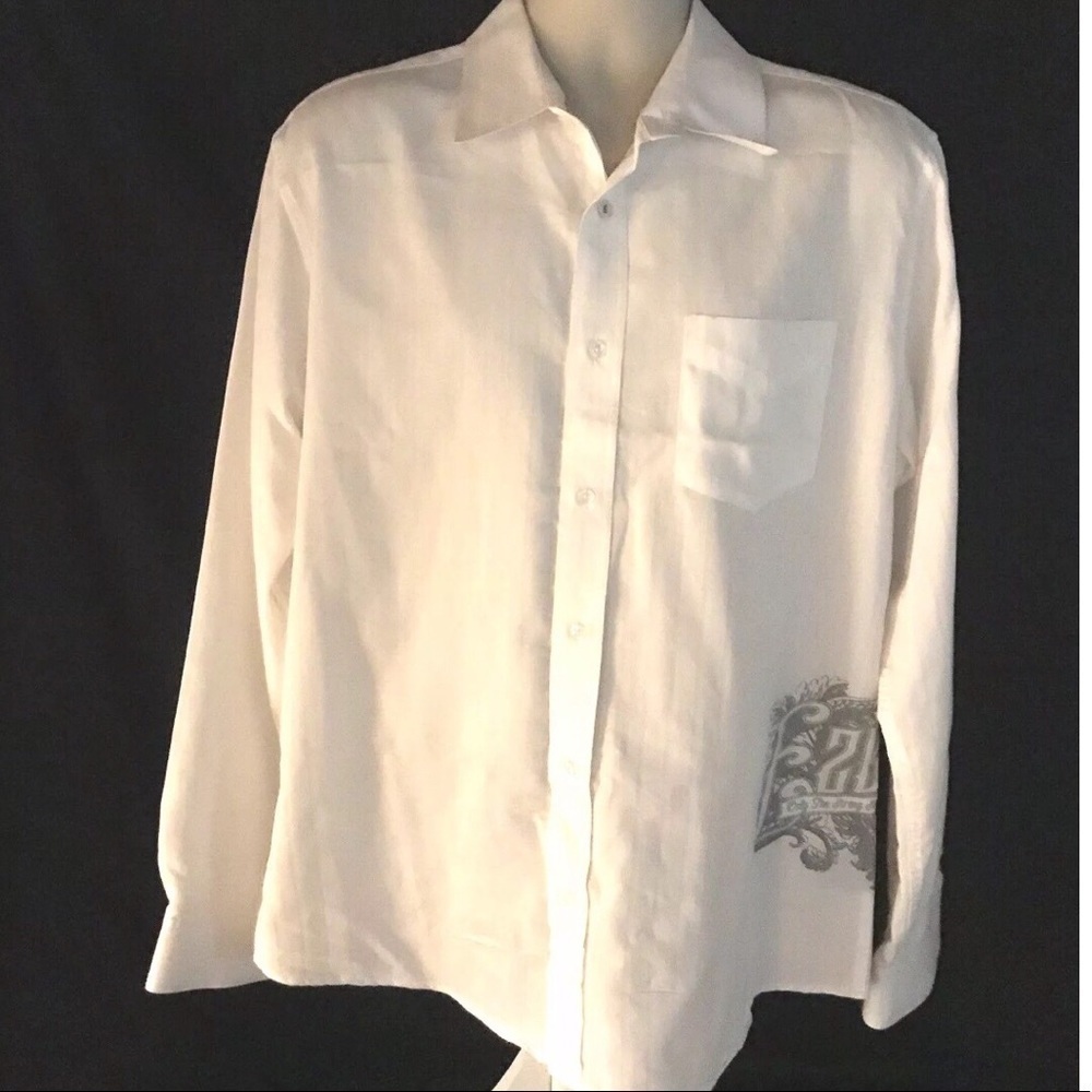Ezekiel White LS Button Down Shirt Pocket XL